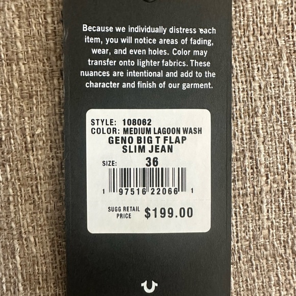 TRUE RELIGION GENO BIG FLAP RELAXED SLIM JEANS 36 X 32 - Picture 9 of 9